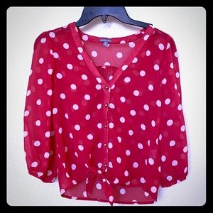 ♥️Charlotte Russe polka dot pink cute top